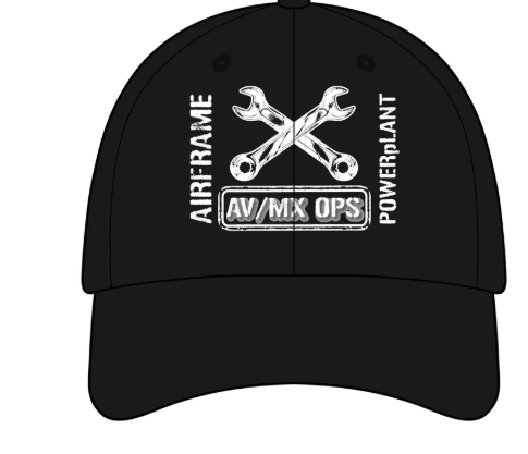 AV/MX Ops Wrench Logo Cap — Airframe Powerplant Aviation Mechanics Hat