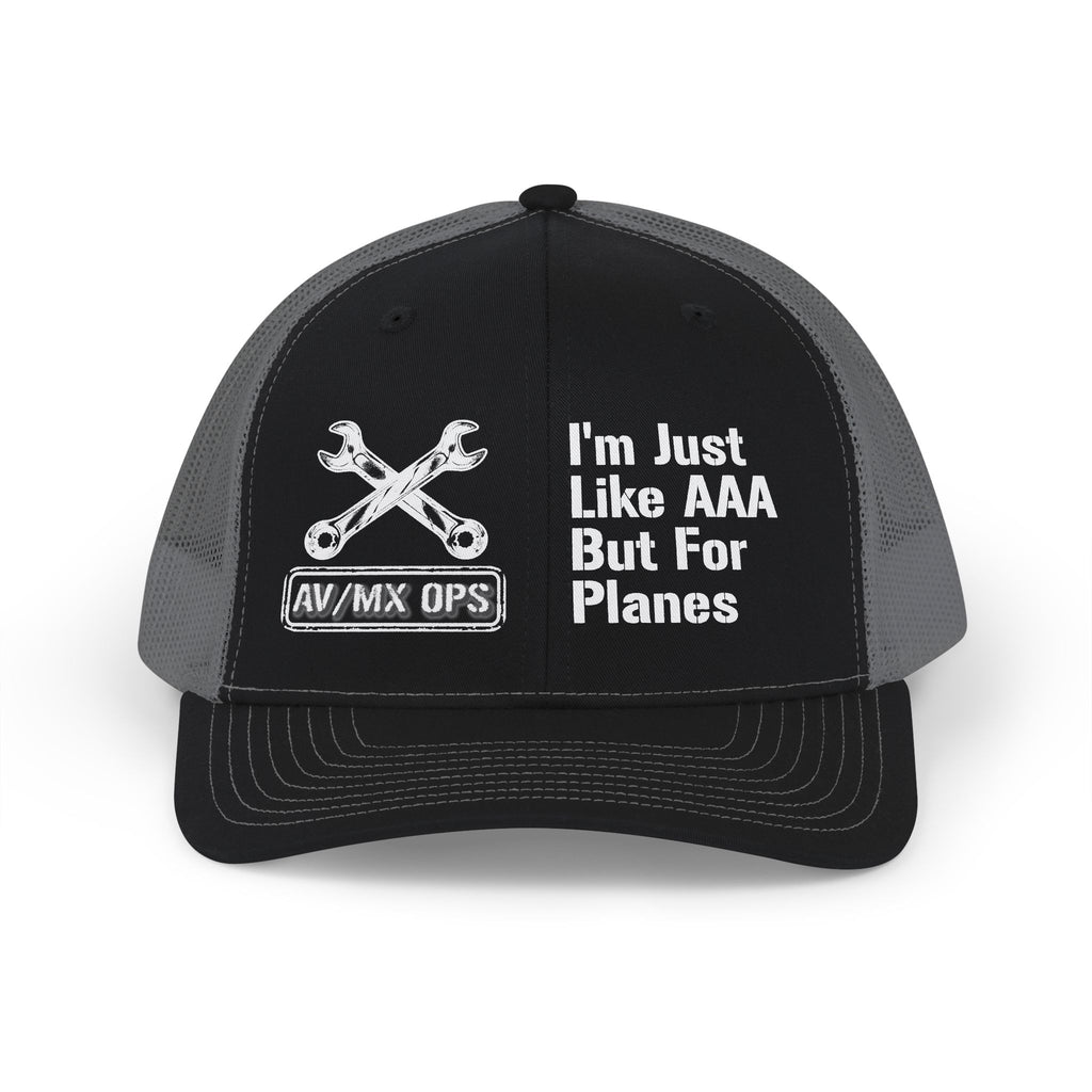 Aviation Mechanic Trucker Cap – "I'm Just Like AAA But For Planes" Mesh Snapback