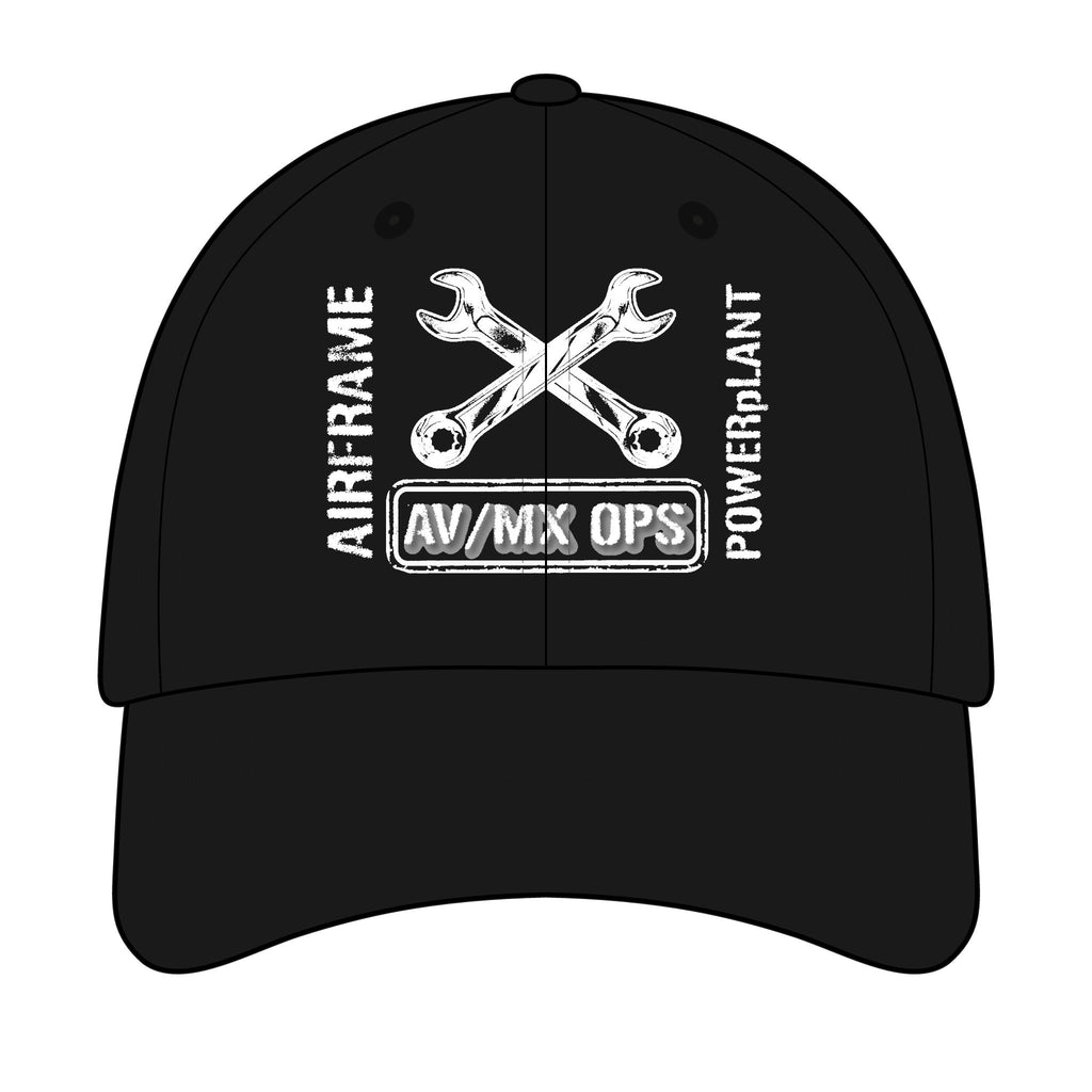 AV/MX Ops Wrench Logo Cap — Airframe Powerplant Aviation Mechanics Hat