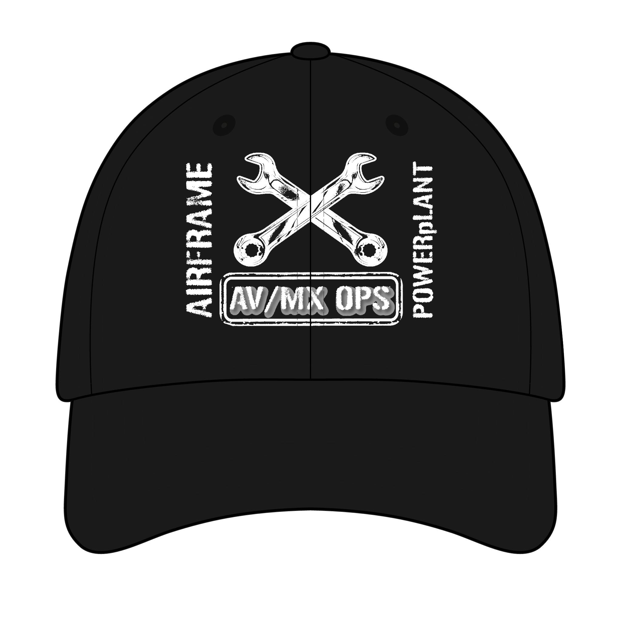 AV/MX Ops Wrench Logo Cap — Airframe Powerplant Aviation Mechanics Hat