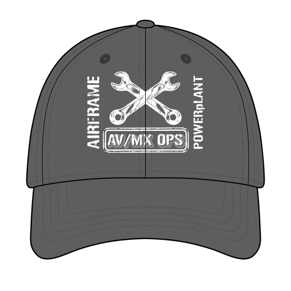 AV/MX Ops Wrench Logo Cap — Airframe Powerplant Aviation Mechanics Hat
