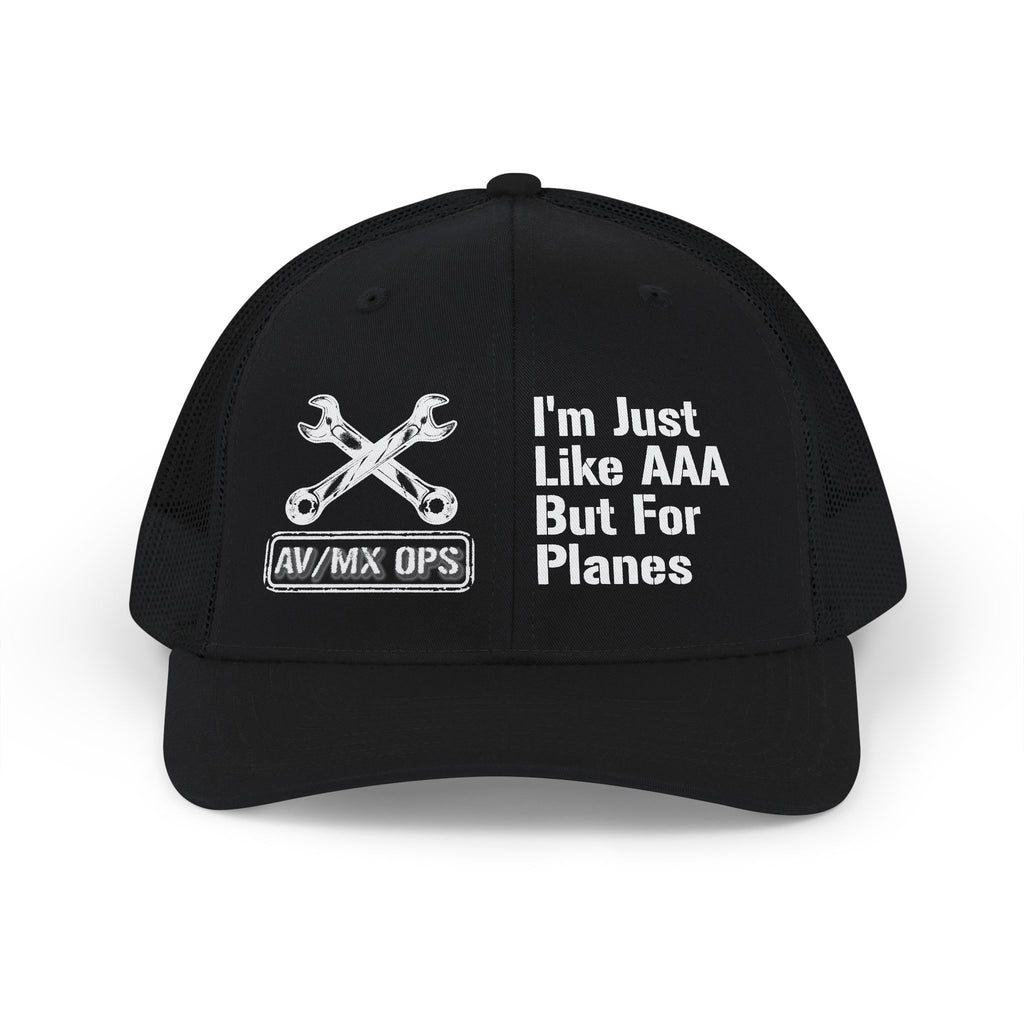 Aviation Mechanic Trucker Cap – "I'm Just Like AAA But For Planes" Mesh Snapback